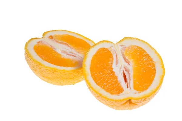 Skivad Saftig Orange Isolerad Vit Bakgrund — Stockfoto