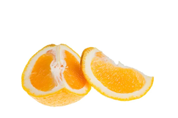 Scheiben Geschnittene Saftige Orange Isoliert Auf Weißem Hintergrund Zitrusfrüchte Sind — Stockfoto