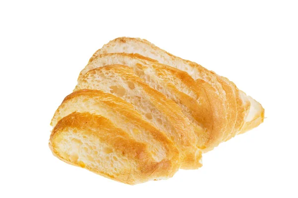 Gesneden Gebogen Ciabatta Brood Geïsoleerd Witte Achtergrond — Stockfoto