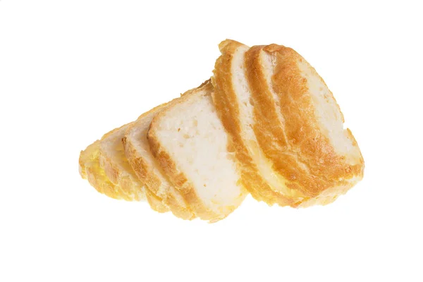 Gesneden Gebogen Ciabatta Brood Geïsoleerd Witte Achtergrond — Stockfoto
