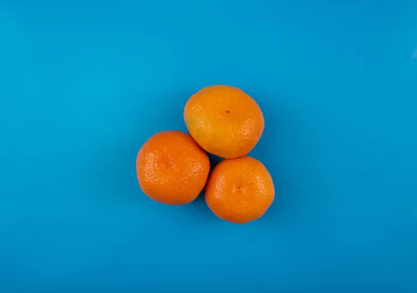 Bright Suculent Mandarină Fundal Albastru — Fotografie, imagine de stoc