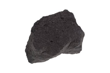 Sicilya yakınlarındaki Etna Dağı eteklerinden gelen volkanik lav parçası, beyaz bir zemin üzerinde izolasyon.