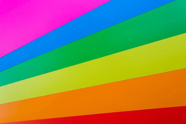 Wibrujące Wolne Jasne Tło Kolorowego Papieru Arkusze Leżą Kolejności Tęczy — Zdjęcie stockowe