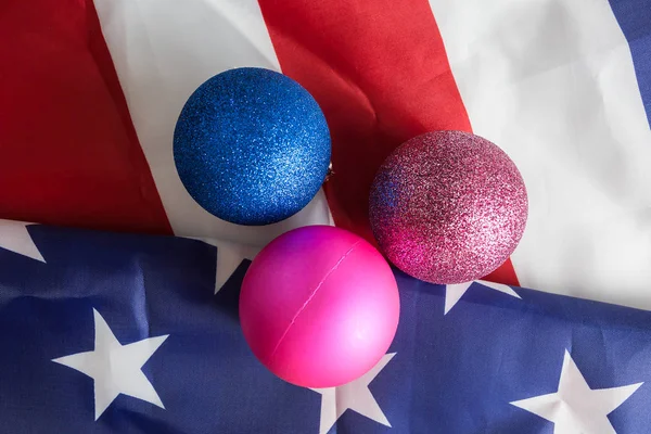 Christmas Tree Toys American Flag Celebration New Year United States — Stock Photo, Image