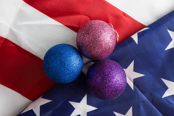 Christmas Tree Toys American Flag Celebration New Year United States — Stock Photo, Image