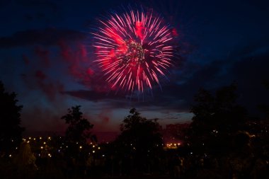 Moskova 'da havai fişek. Güzel arka plan. 