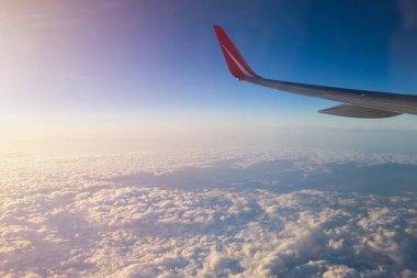 Top view of the clouds from the airplane window