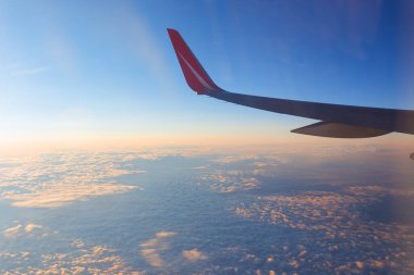 Top view of the clouds from the airplane window