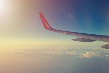 Top view of the clouds from the airplane window