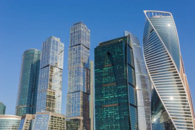MOSCOW, RUSSIA - AUGUST  11, 2019: Business center Moscow city on a Sunny morning