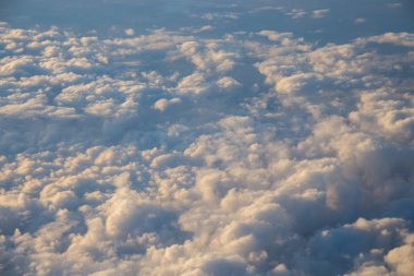 Top view of the clouds from the airplane window