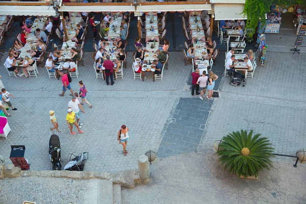 Rhodes Greece July 2019 Cafes Restaurants Old Town Tourist Area — Stok fotoğraf