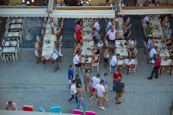 Rhodes Greece July 2019 Cafes Restaurants Old Town Tourist Area — Stockfoto