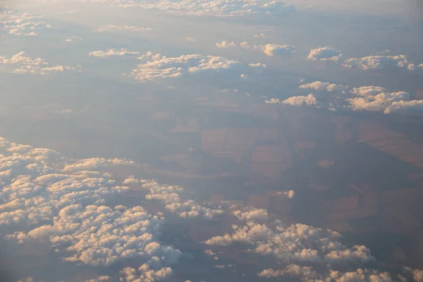 Top View Clouds Airplane Window Stockbild