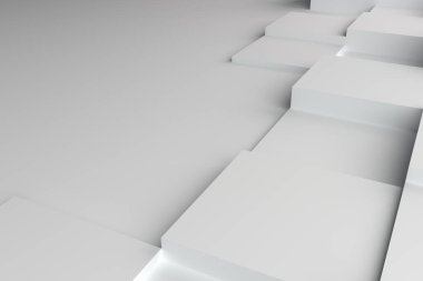 Kare şeklinde gri iş arkaplanı, teknoloji için gölgeli görüntü, 3D görüntüleme
