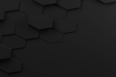 Balpetekleri olan soyut siyah illüstrasyon, gölgeli altıgen şekiller, 3D görüntüleme