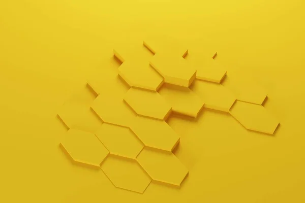 Ilustração Amarela Abstrata Com Favos Mel Formas Hexagonais Com Sombra — Fotografia de Stock