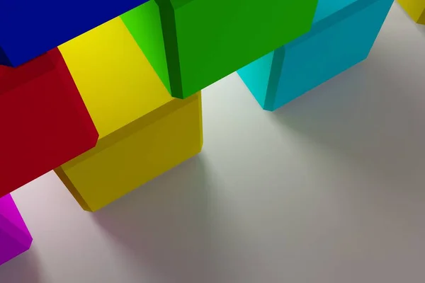 Cubos Brillantes Tridimensionales Coloreados Los Niños Ilustración Abstracta Representación — Foto de Stock