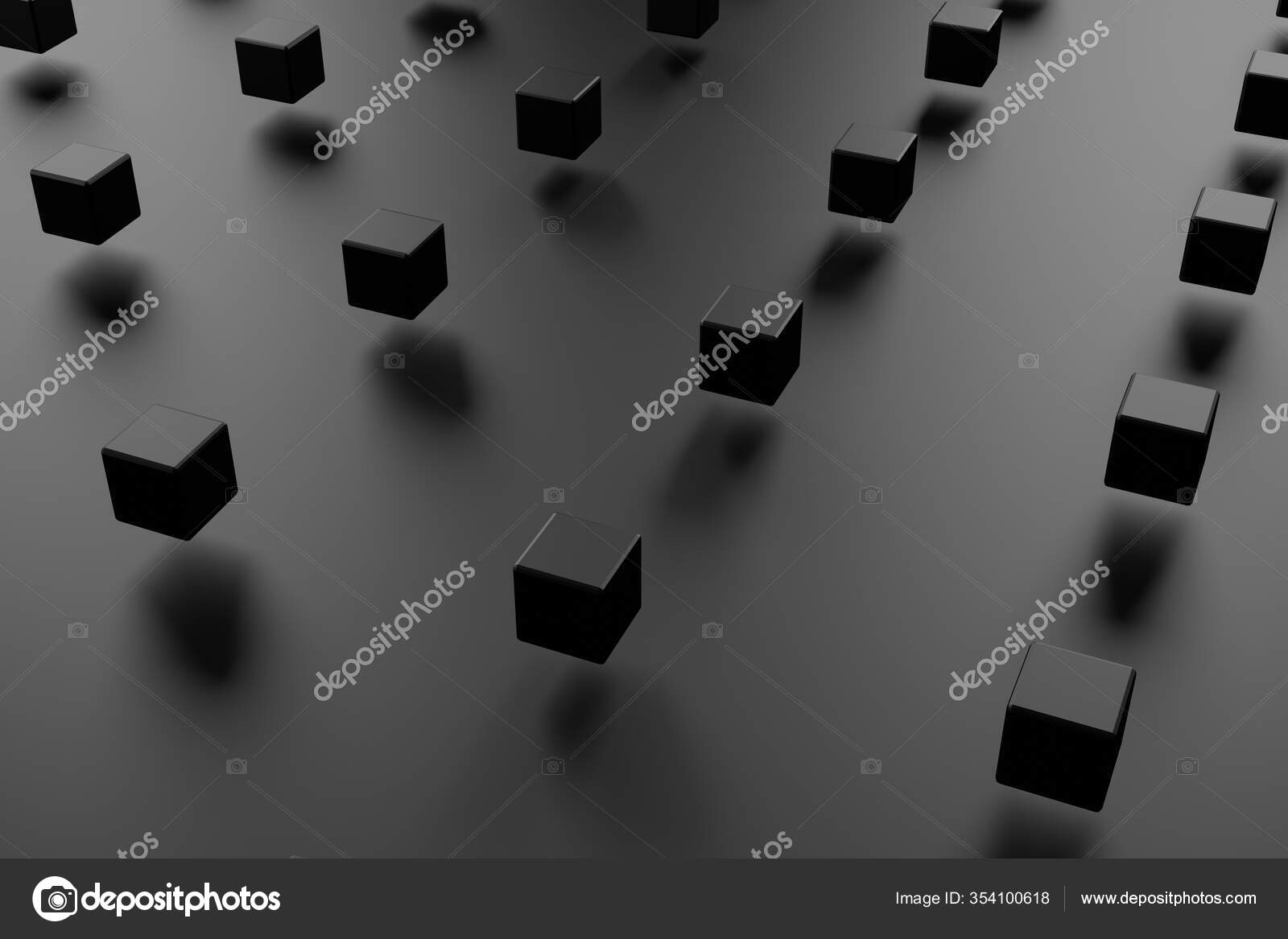 灰色表面上的黑色三维立方体抽象的黑白商业插图几何形状3D渲染——图库图片© kapustin_igor #354100618, image size:1600x1167