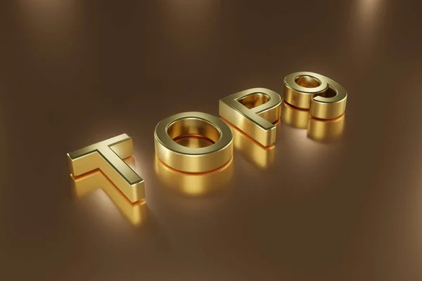 Felső Arany Betű Háromdimenziós Betűk Sárga Alapon Kiemeli Illusztráció Minősítés — Stock Fotó