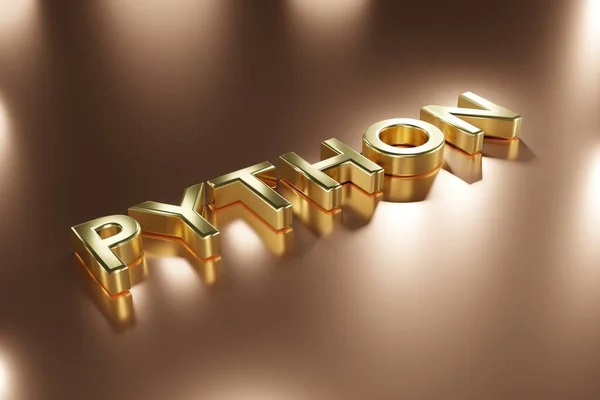 Python Programmiersprache Goldschrift Dreidimensionaler Buchstaben Auf Gelbem Hintergrund Mit Highlights — Stockfoto