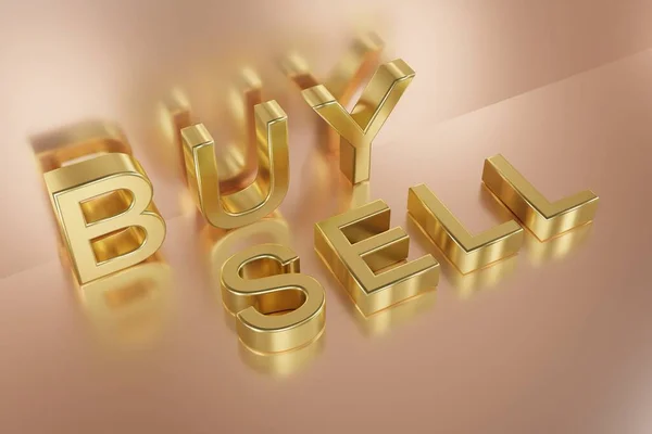 Buy Sell Gold Letters Yellow Background Concept Trading Gold Contracts — Stock Photo, Image