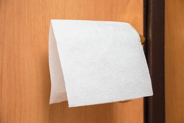 Napkin Door Handle Protect Virus Things Objects Everyday Life Human — Stock Photo, Image