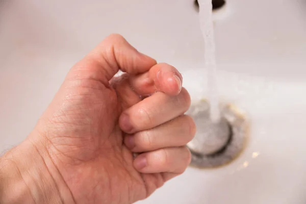 Prevenção Proteção Contra Coronavírus Vírus Gripe Germes Usando Sabão Enxaguamento — Fotografia de Stock