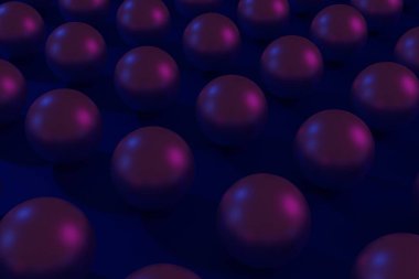 küreler ve toplarla soyut renk arkaplanı, 3D görüntüleme, üst görünüm