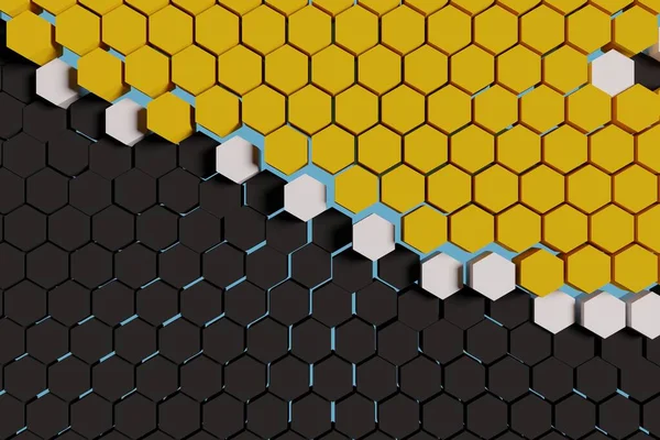 Honeycomb Abstraktní Barva Žluté Černé Pozadí Vykreslování — Stock fotografie