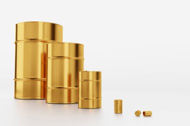 Altın renkli yağ fıçısı, 3 boyutlu tasarım, soyut iş geçmişi