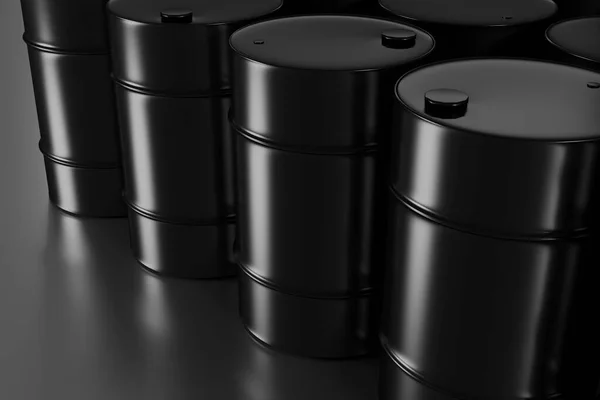 Barril Petróleo Brillante Negro Representación — Foto de Stock