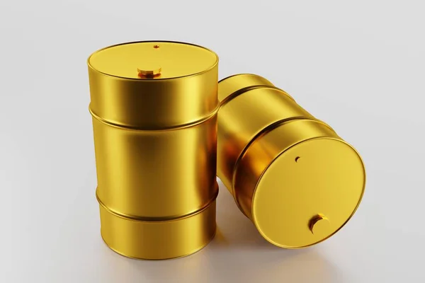 金光闪闪的油桶 3D渲染 抽象的商业背景 — 图库照片