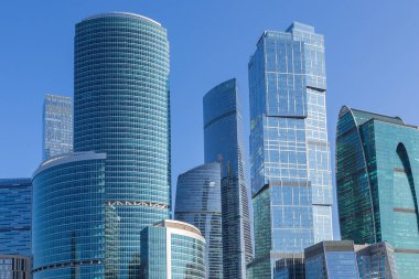 MOSCOW, RUSSIA - AUGUST  11, 2019: Business center Moscow city on a Sunny morning
