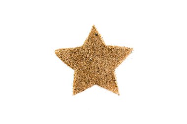 Kum beş köşeli yıldız soyut basit çerçeve veya figür beyaz bir arkaplan üzerinde izole, tema alanları için bir element ve inşaat veya plaj tasarımı hakkında bir element