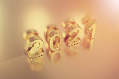 Pırıl pırıl bir arka planda, 3D şenlikli 2021 altın yazı.