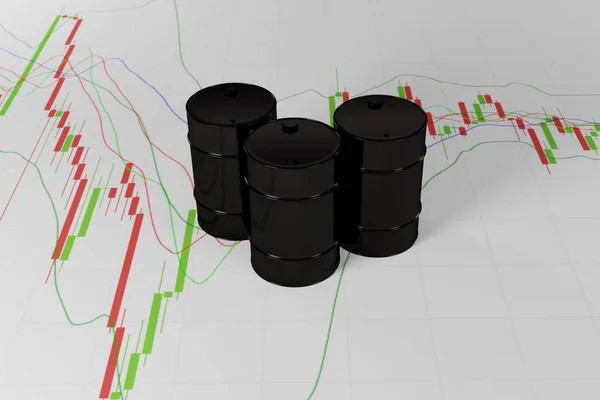 Black Barrel Oil Background Forex Chart Japanese Brent Candles White — Stock Photo, Image