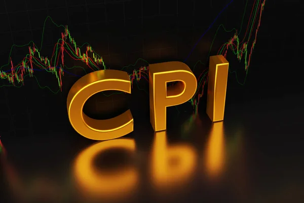 Consumentenprijsindex Cpi Teken Gouden Letters Achtergrond Van Een Grafiek Van — Stockfoto