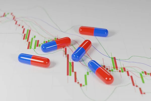 Tablett Eller Flerfärgade Piller Ljus Bakgrund Graf Med Japanska Ljus Stockbild