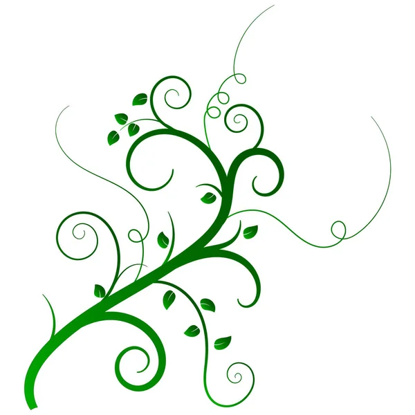 Ramo Verde Con Foglie Baffi Crescita Design — Vettoriale Stock