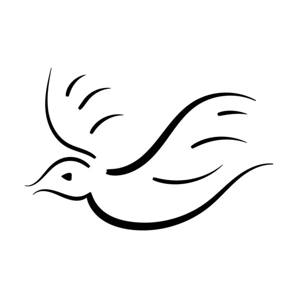Тваринний Птах Світ Контурний Птах Символічний Польоті Хвилею Крила — стоковий вектор