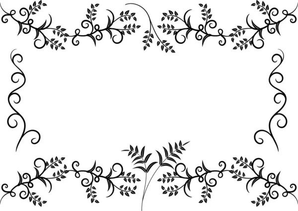 Marco Ramas Con Hojas Rizos Ornamento Floral Para Diferentes Propósitos — Vector de stock