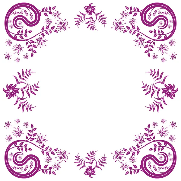 Φλοράλ Πλαίσιο Από Λιλά Χρώματα Από Floral Στολίδια Για Σχεδιασμό — Διανυσματικό Αρχείο