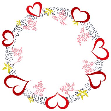 Bir çok kalbe sahip çelenk ve dallardan bir çok bitki.