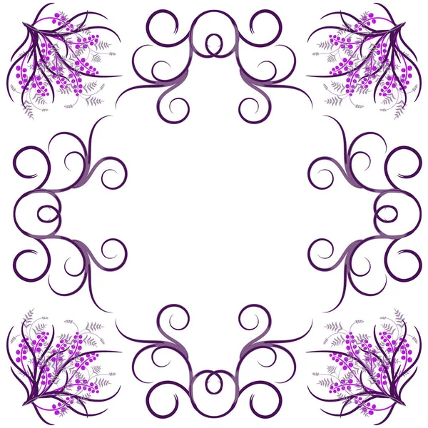Frame Floral Patterns Swirls Lilac Purple — Stock Vector