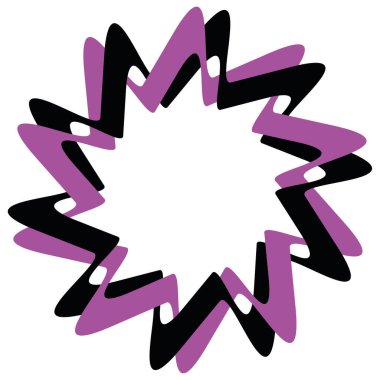 Karmaşık şekillerde kesişen çizgiler iki siyah ve leylak renginde.