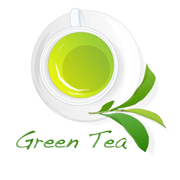 Taza de té verde con hojas de té — Archivo Imágenes Vectoriales
