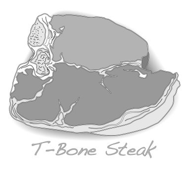 ham T-bone vectoron beyaz arka plan