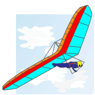 Hang glider illüstrasyon izole beyaz.