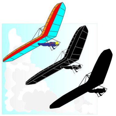 Hang Glider illüstrasyon izole beyaz üzerinde uçan.